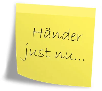 Postit-lapp med texten: Händer just nu ...